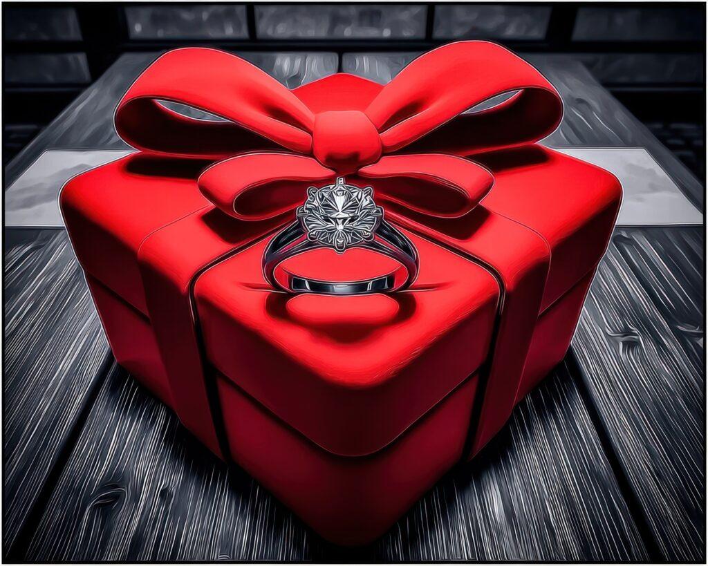 Ring auf roter Geschenkverpackung | Partnerringe